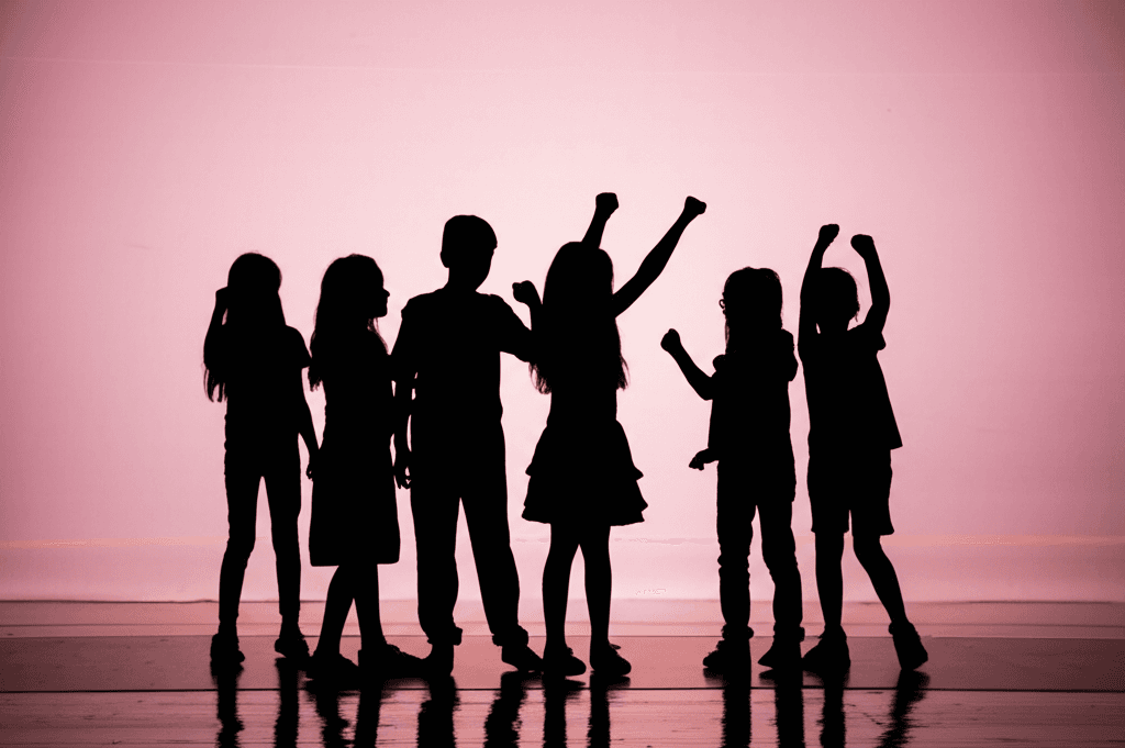 Drama workshop silhouettes of children